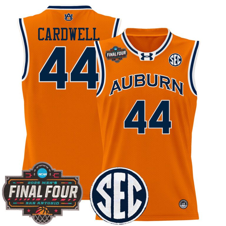 Men Auburn Tigers #44 Cardwell orange 2025 Final Four Patch Lightweight  NCAA Jersey->ncaa teams->NCAA Jersey